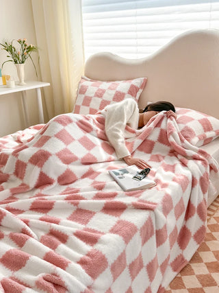 Cosy Check & Panda Fleece Blanket