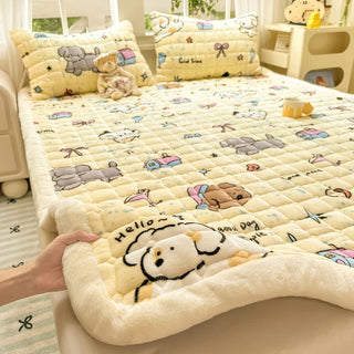 Cosy Printed Milk-Fleece Mattress Pad – Optional Pillowcase Set