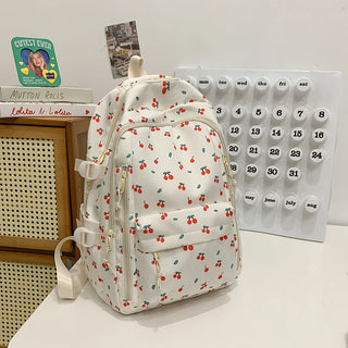 Petal & Fruit Print Backpack – Optional Bear Charm