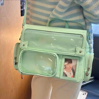 Y2K Kawaii Ita Crossbody Bag – Transparent Pocket Display Shoulder Bag