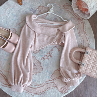 2-Piece Pink Floral Dress & Knitted Bow Cardigan Set