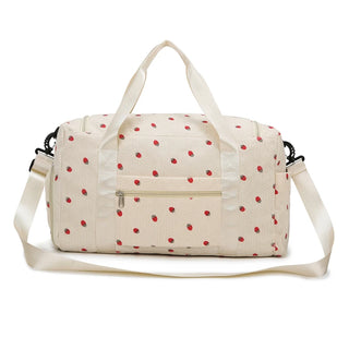 Strawberry Corduroy Travel Tote Bag Gym Bag Travel Bag with Shoe Compartment
