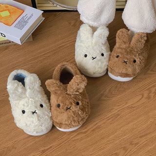 Bunny Plush Cotton Slippers – Kawaii Winter Non-Slip Warm Home Shoes