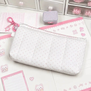Pink Gingham Lace & Bow Storage Bag