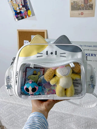 Kawaii Cat Ita Bag – Transparent Pocket Backpack