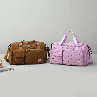 Strawberry Corduroy Travel Tote Bag Gym Bag Travel Bag with Shoe Compartment
