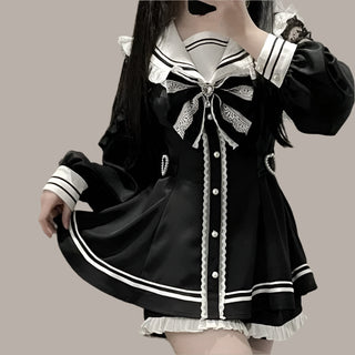 Gothic Y2K Bow Dress & Shorts Set