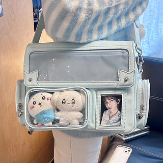 Y2K Kawaii Ita Crossbody Bag – Transparent Pocket Display Shoulder Bag