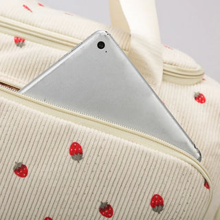 Strawberry Corduroy Travel Tote Bag Gym Bag Travel Bag with Shoe Compartment