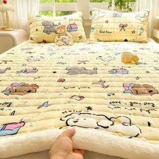 Cosy Printed Milk-Fleece Mattress Pad – Optional Pillowcase Set