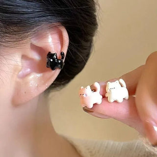 Curled-Tail Cat Clip-On Earring