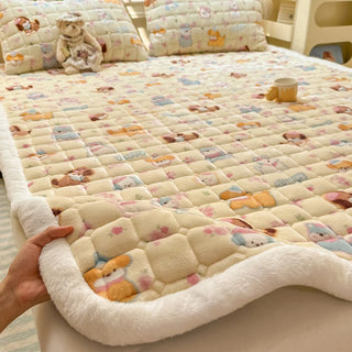 Cosy Printed Milk-Fleece Mattress Pad – Optional Pillowcase Set