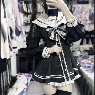 Gothic Y2K Bow Dress & Shorts Set