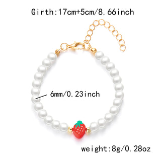 Strawberry Beaded Choker Necklace – Boho Y2K Summer Pearl Pendant