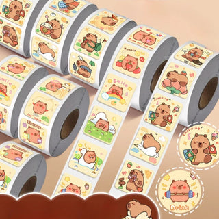 300pcs Capybara Sticker Roll – Cute Cartoon Seal Stickers