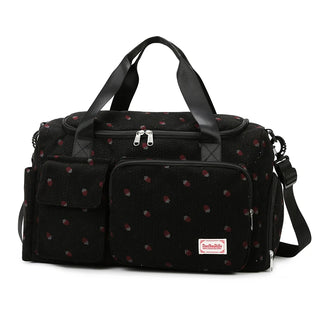 Strawberry Corduroy Travel Tote Bag Gym Bag Travel Bag with Shoe Compartment