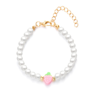 Strawberry Beaded Choker Necklace – Boho Y2K Summer Pearl Pendant