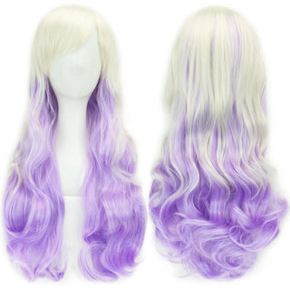 Ombre Rainbow Cosplay Wig with Bangs – Long Curly Synthetic Costume Wig