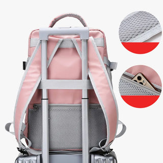 Pink Waterproof Travel Backpack for Women – Anti-Theft, USB Charging, Large Capacity Daypack with Luggage Strap