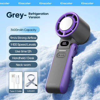 Portable Ice Cooling Handheld Fan USBC Charge with Lanyard
