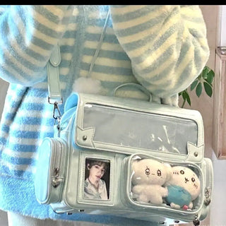 Y2K Kawaii Ita Crossbody Bag – Transparent Pocket Display Shoulder Bag