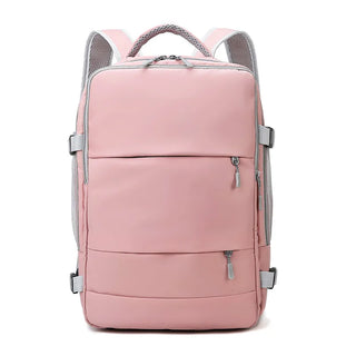 Pink Waterproof Travel Backpack for Women – Anti-Theft, USB Charging, Large Capacity Daypack with Luggage Strap