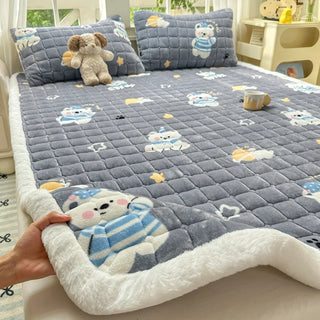 Cosy Printed Milk-Fleece Mattress Pad – Optional Pillowcase Set