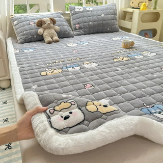 Cosy Printed Milk-Fleece Mattress Pad – Optional Pillowcase Set