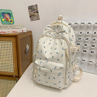 Petal & Fruit Print Backpack – Optional Bear Charm