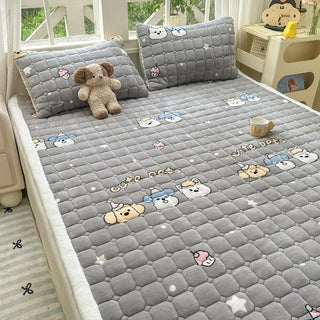 Cosy Printed Milk-Fleece Mattress Pad – Optional Pillowcase Set