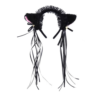 Cat Ear Ruffle Lace Headband with Ribbon and Bell -  Kawaii Cosplay