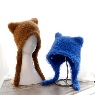 Fluffy Cat Ear Winter Hat – Faux Fur Warm Beanie