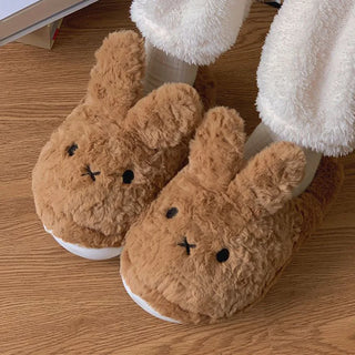 Bunny Plush Cotton Slippers – Kawaii Winter Non-Slip Warm Home Shoes