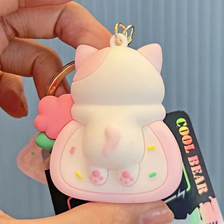 Cute Cat Egg Roll Key Chain Kawaii Kitty Cake Doll School Bag Accessories Keyring Cartoon Pendant Keyfob for Couple Jewelry Gift