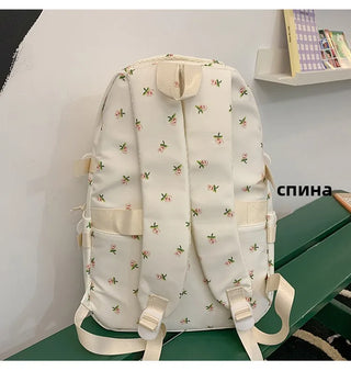 Petal & Fruit Print Backpack – Optional Bear Charm