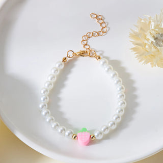 Strawberry Beaded Choker Necklace – Boho Y2K Summer Pearl Pendant