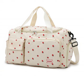 Strawberry Corduroy Travel Tote Bag Gym Bag Travel Bag with Shoe Compartment