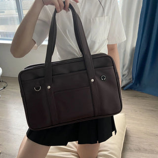 Japanese Pu Leather Waterproof Large School Study Bag
