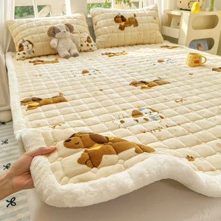 Cosy Printed Milk-Fleece Mattress Pad – Optional Pillowcase Set