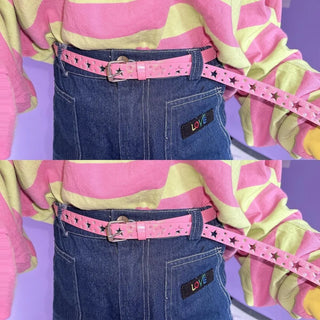 Y2K Pentagram Star Faux Leather Belt