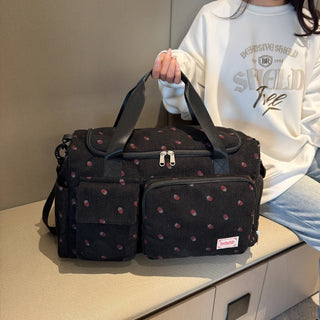 Strawberry Corduroy Travel Tote Bag Gym Bag Travel Bag with Shoe Compartment