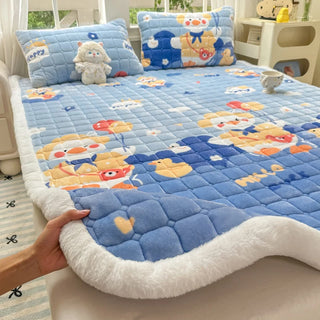 Cosy Printed Milk-Fleece Mattress Pad – Optional Pillowcase Set