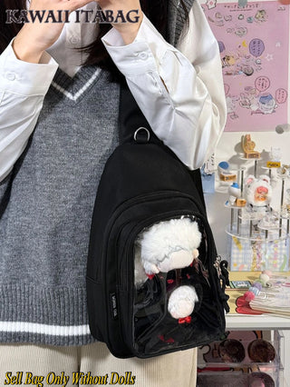 Kawaii ITA Bag – Japanese Plushie Doll Display Backpack & Crossbody Bag with Transparent Window