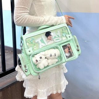 Y2K Kawaii Ita Crossbody Bag – Transparent Pocket Display Shoulder Bag
