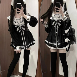 Gothic Y2K Bow Dress & Shorts Set