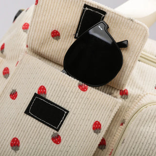 Strawberry Corduroy Travel Tote Bag Gym Bag Travel Bag with Shoe Compartment