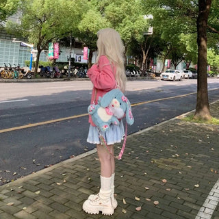 Kawaii Blue Plaid Mini Skirt – Y2K Harajuku Preppy Pleated Skirt with Bow