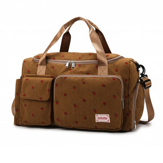 Strawberry Corduroy Travel Tote Bag Gym Bag Travel Bag with Shoe Compartment