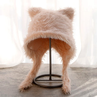Fluffy Cat Ear Winter Hat – Faux Fur Warm Beanie