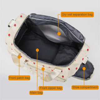 Strawberry Corduroy Travel Tote Bag Gym Bag Travel Bag with Shoe Compartment